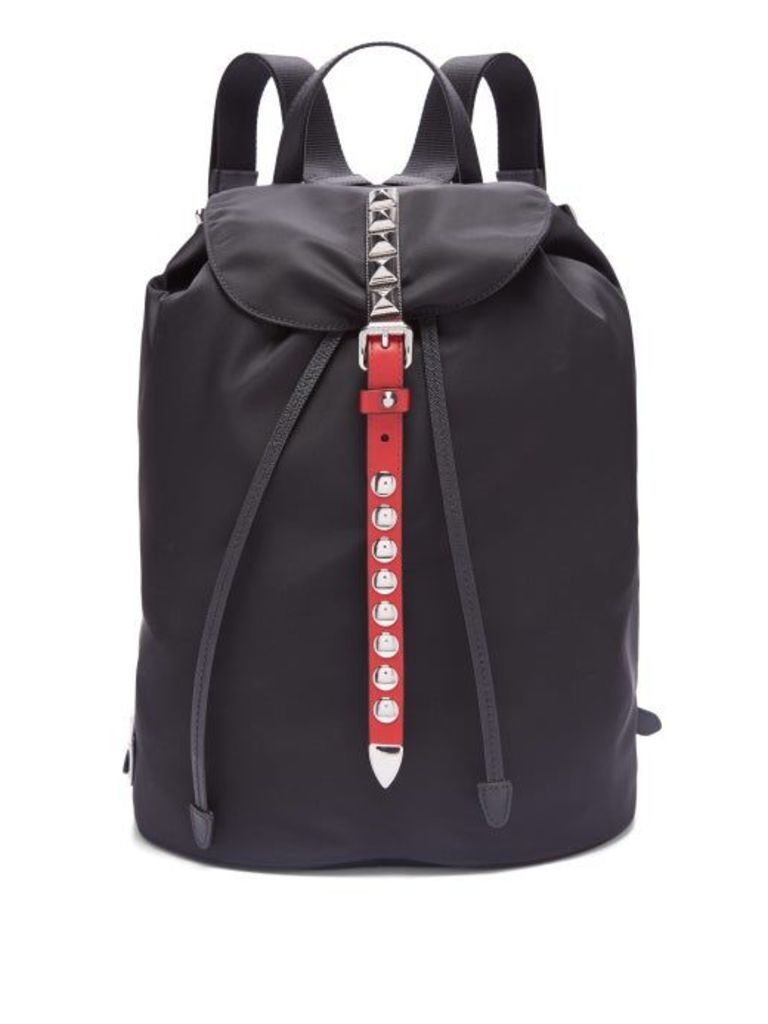 Prada - New Vela Studded Nylon Backpack - Womens - Black Red
