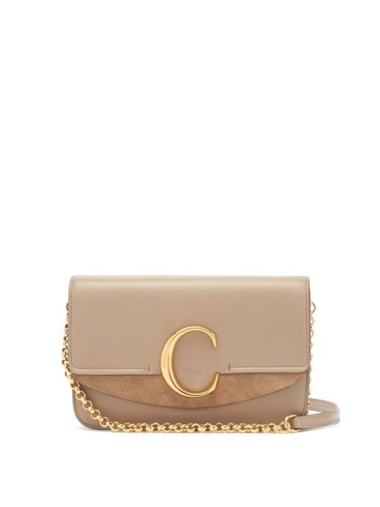 Chloé - The C Mini Leather And Suede Cross-body Bag - Womens - Grey