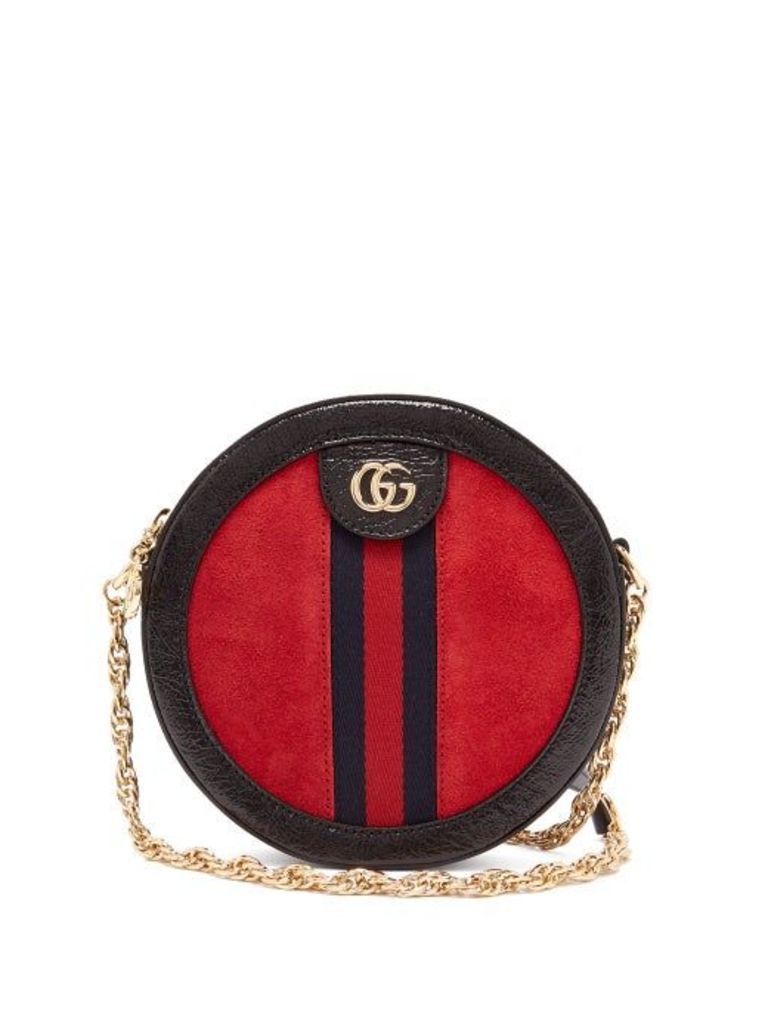 Gucci - Ophidia Gg Leather And Suede Cross-body Bag - Womens - Red Multi