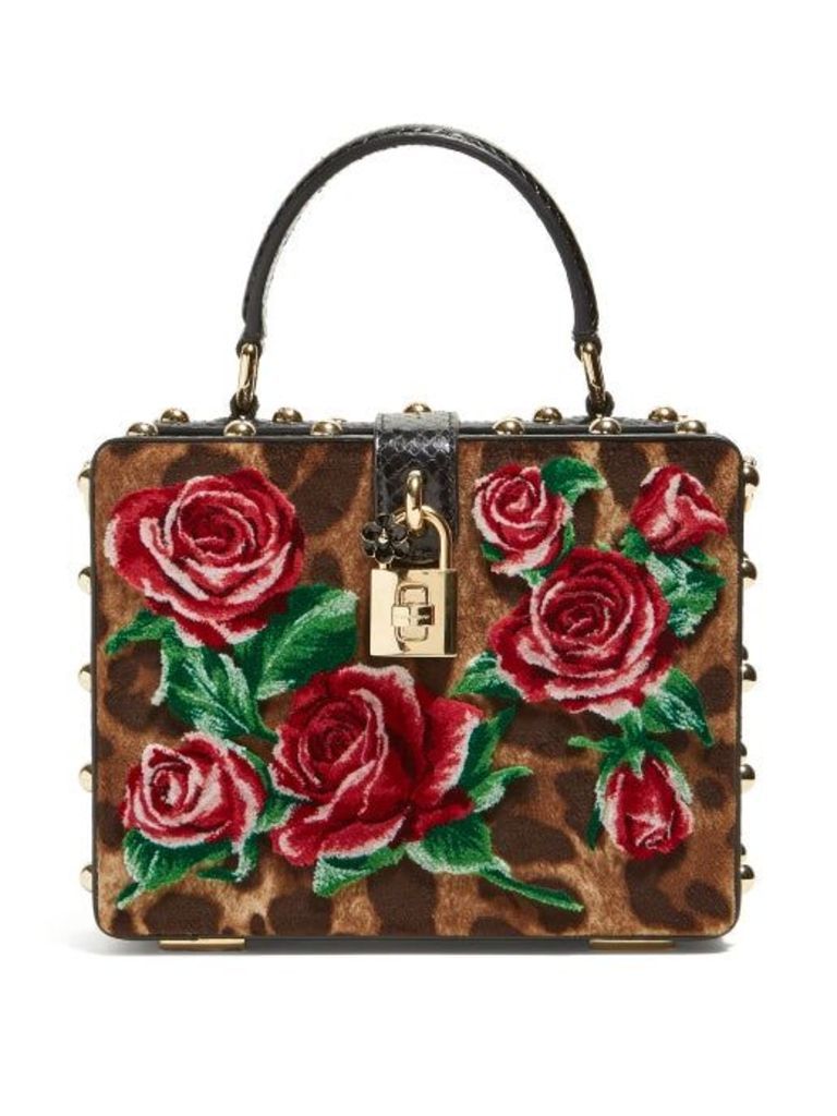 Dolce & Gabbana - Leopard Print And Roses Velvet Box Bag - Womens - Leopard
