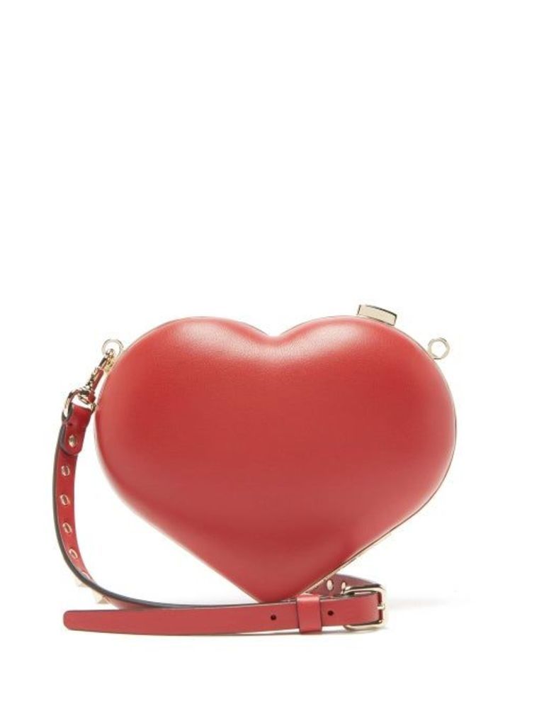 Valentino - Carry Secrets Leather Heart Clutch - Womens - Red