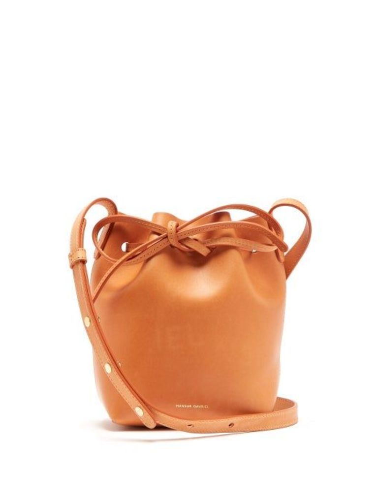 Mansur Gavriel - Pink-lined Mini Mini Leather Bucket Bag - Womens - Brown Multi