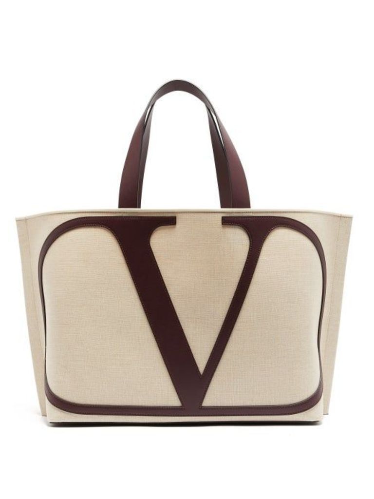 Valentino - V Logo Canvas Tote Bag - Womens - Cream Multi