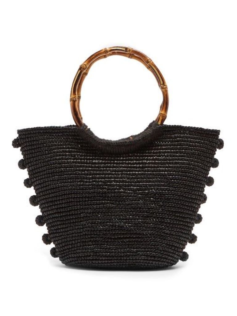 Sensi Studio - Pompom-embellished Toquilla-straw Basket Bag - Womens - Black
