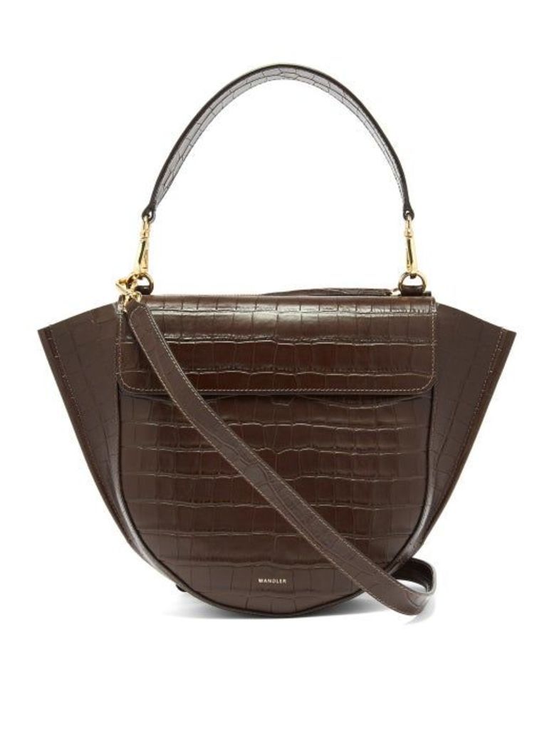 Wandler - Hortensia Medium Crocodile Effect Leather Bag - Womens - Dark Brown