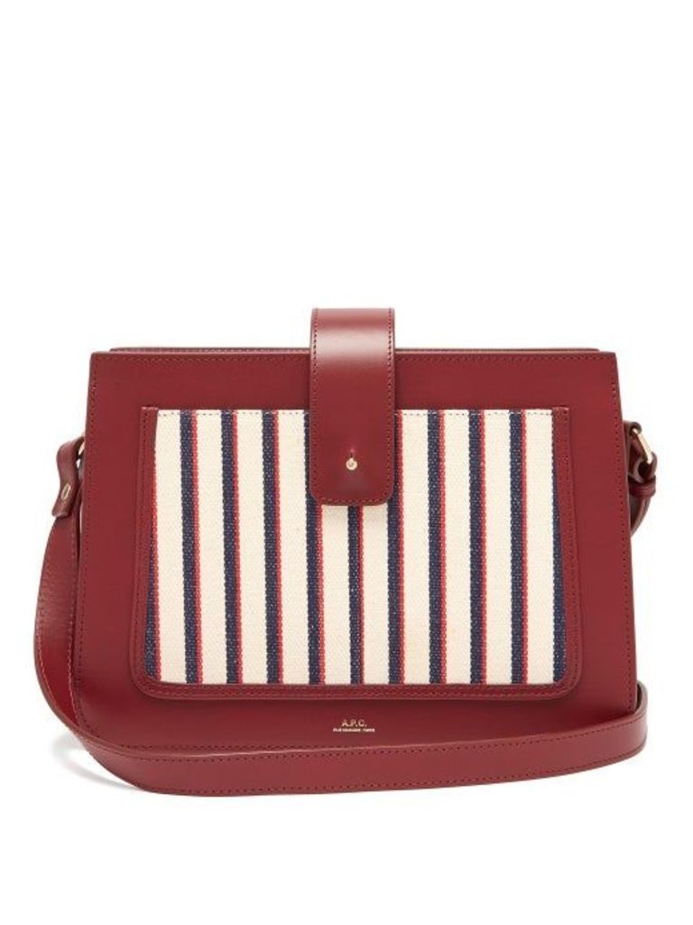 A.p.c. - Albane Canvas And Leather Cross Body Bag - Womens - Burgundy Multi