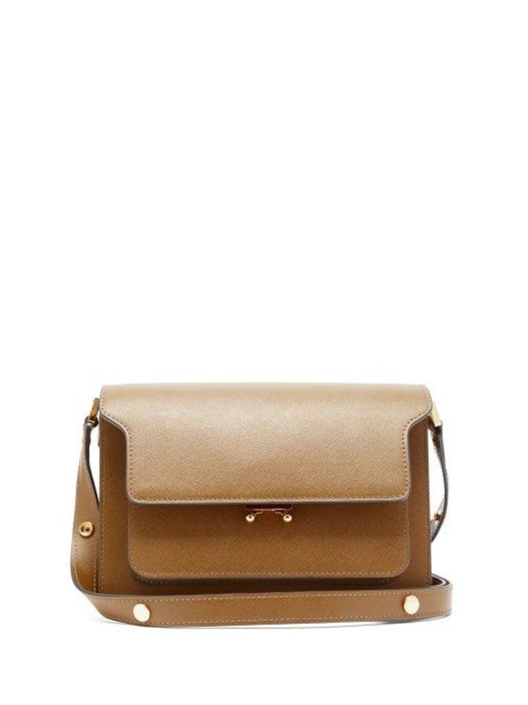 Marni - Trunk Medium Saffiano-leather Shoulder Bag - Womens - Brown