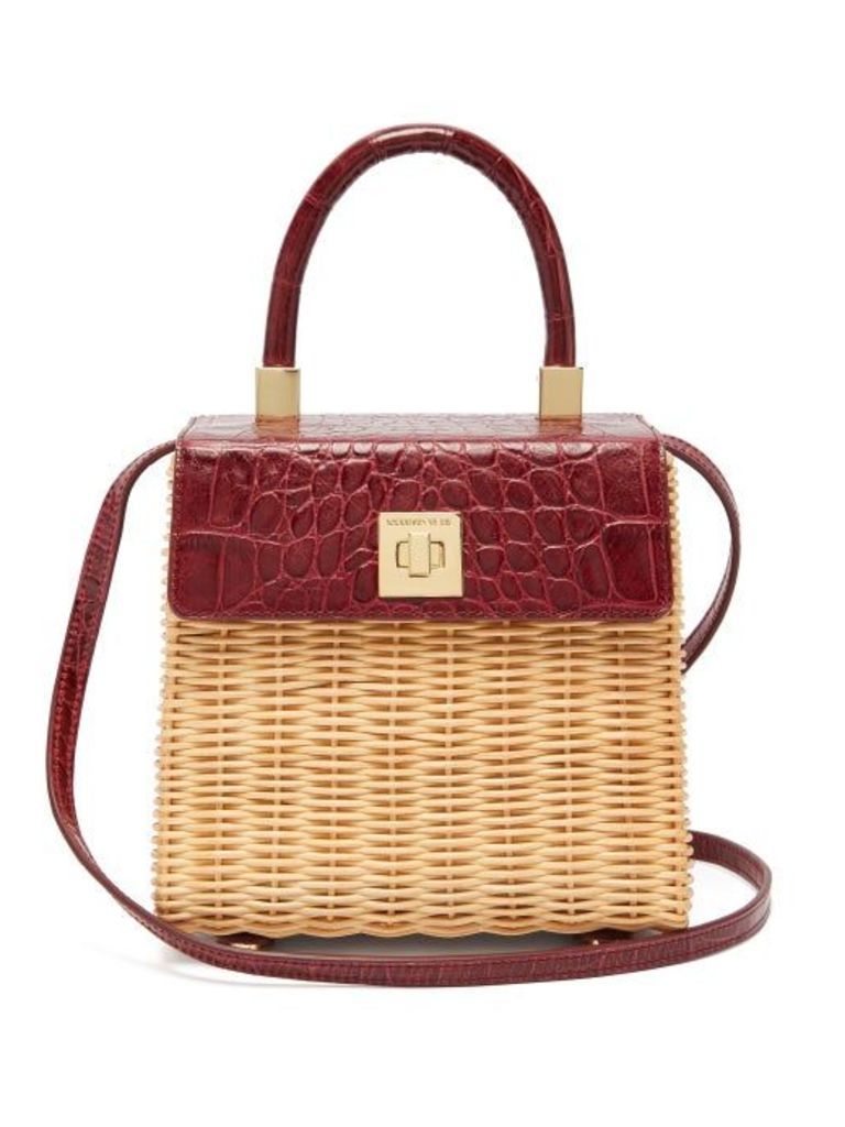 Sparrows Weave - The Classic Wicker And Leather Top-handle Bag - Womens - Burgundy