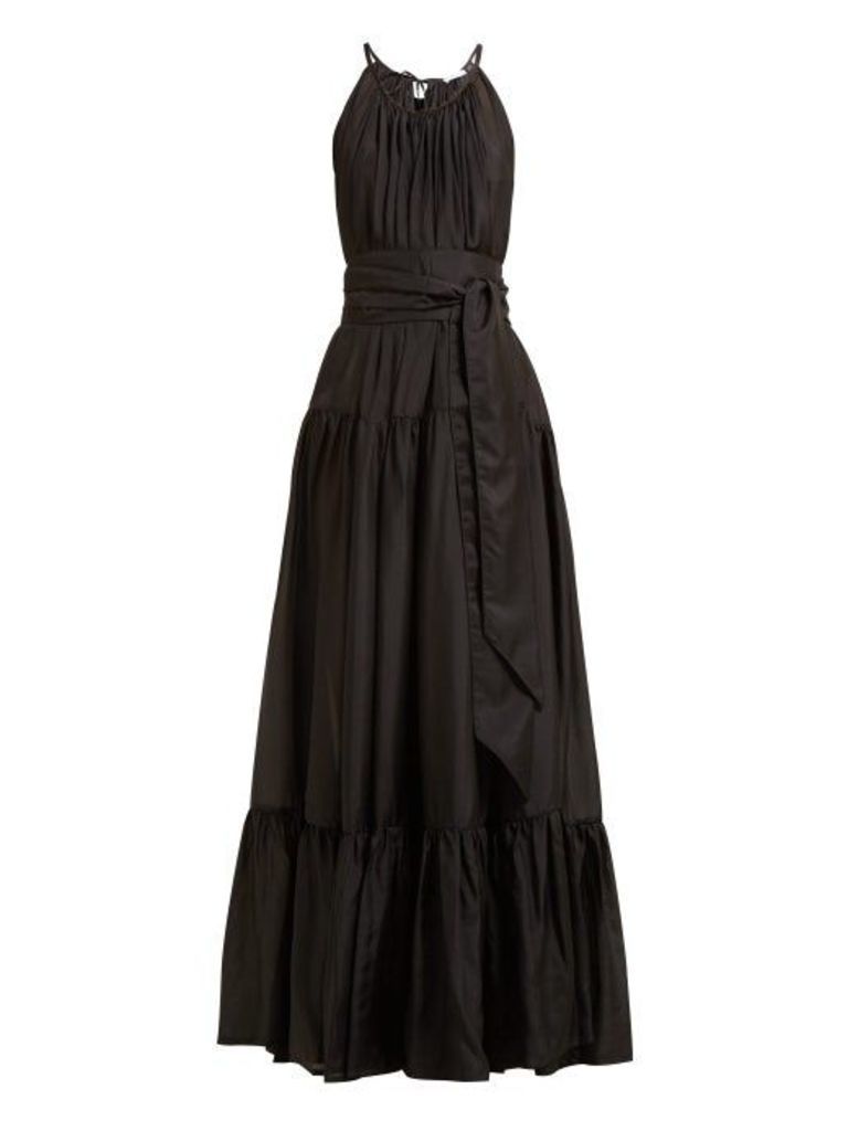 Kalita - Genevieve Belted Silk Habotai Maxi Dress - Womens - Black