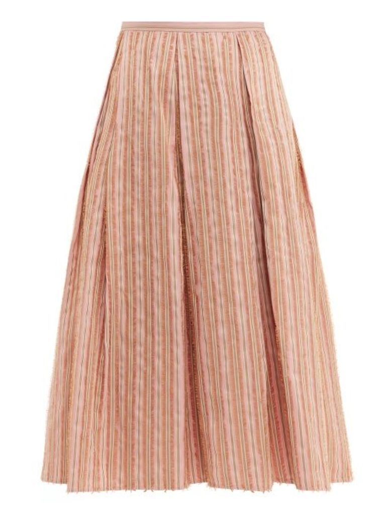 Thierry Colson - Odette Striped Midi Skirt - Womens - Pink