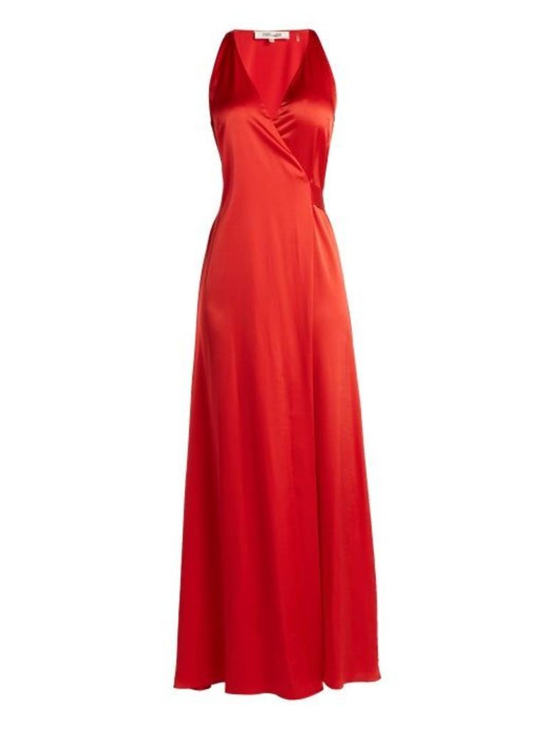 Diane Von Furstenberg - Satin Wrap Dress - Womens - Red