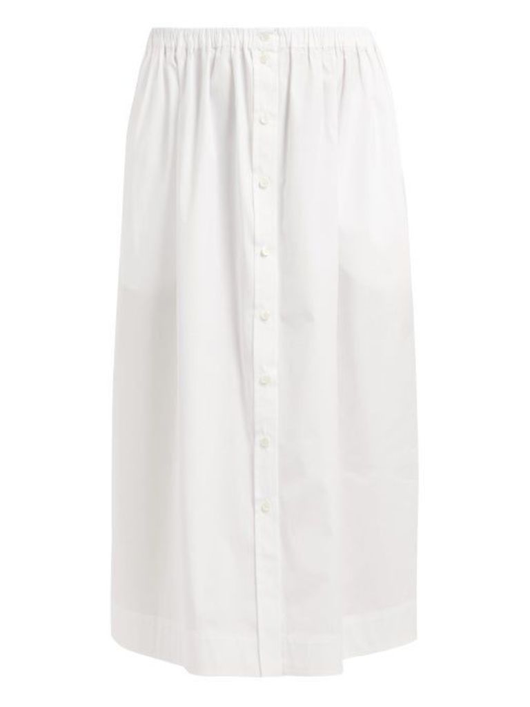 Carolina Herrera - High-rise Buttoned Cotton Midi Skirt - Womens - White