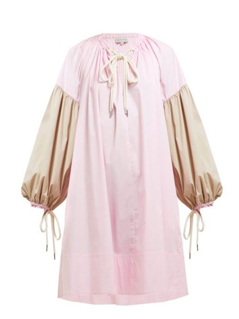 Lee Mathews - Elsie Balloon Sleeve Cotton Blend Dress - Womens - Pink Multi