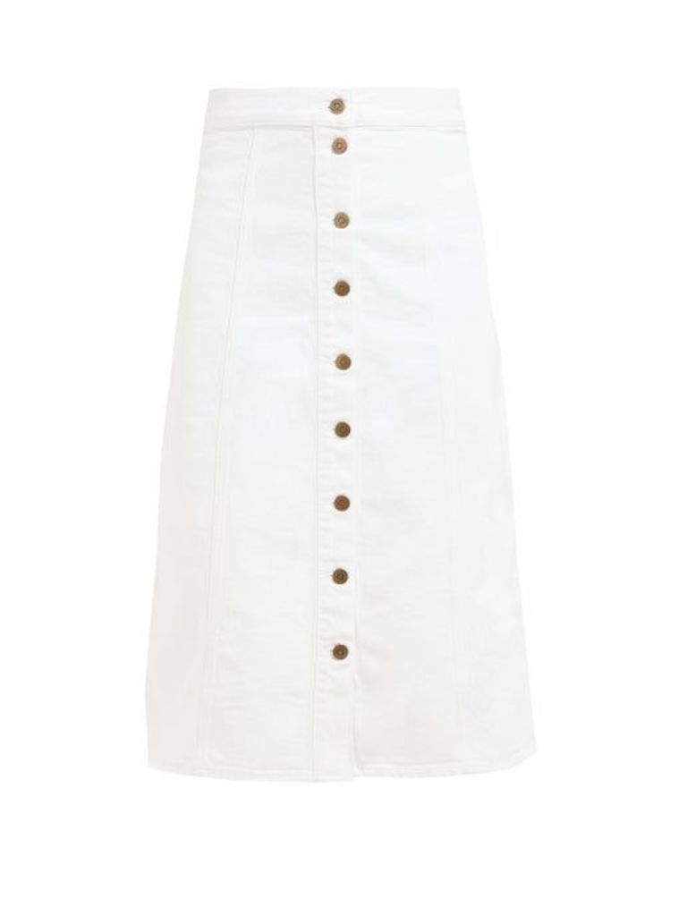 M.i.h Jeans - Panton High Rise Denim Midi Skirt - Womens - White