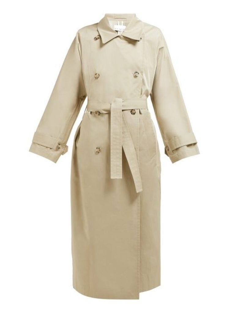 Raey - Batwing Split Back Cotton Trench Coat - Womens - Beige