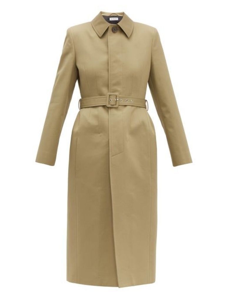 Balenciaga - Hourglass Belted Cotton Gabardine Trench Coat - Womens - Light Beige