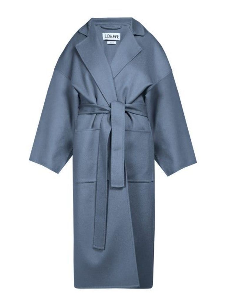 Loewe - Piacenza Oversized Wool-blend Coat - Womens - Blue