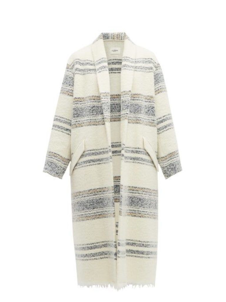 Isabel Marant Étoile - Faby Open Front Striped Wool Overcoat - Womens - Ivory