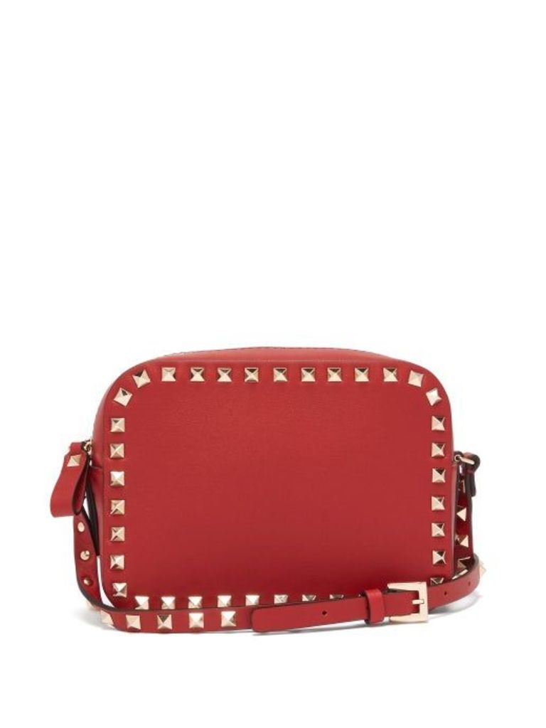 Valentino - Rockstud Camera Leather Cross-body Bag - Womens - Red