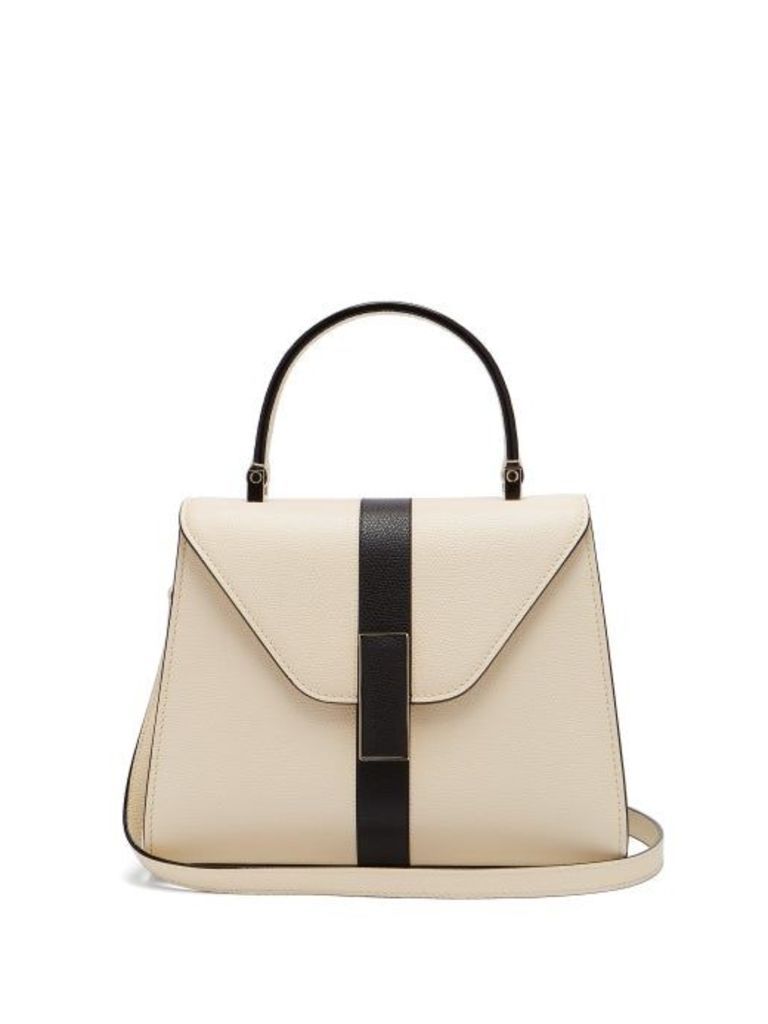 Valextra - Iside Mini Grained Leather Bag - Womens - White Black