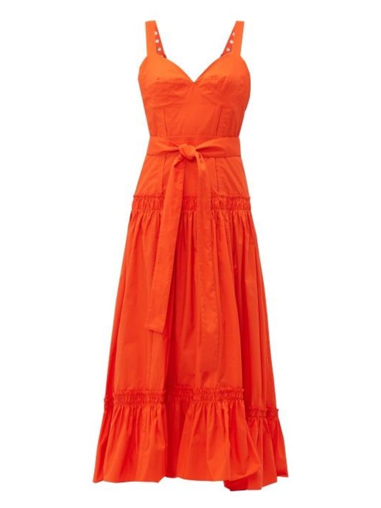 Proenza Schouler - Buckle Strap Cotton Poplin Dress - Womens - Orange