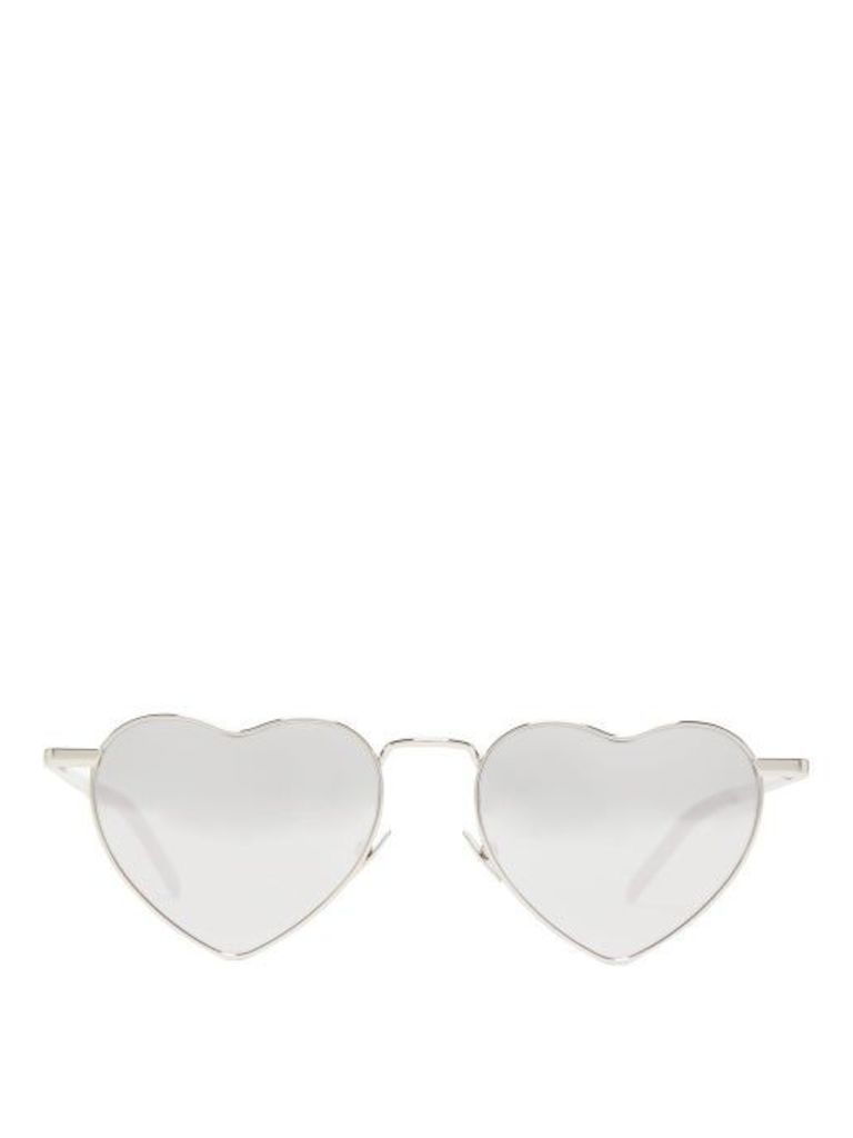 Saint Laurent - Loulou Heart-shaped Metal Sunglasses - Womens - Silver