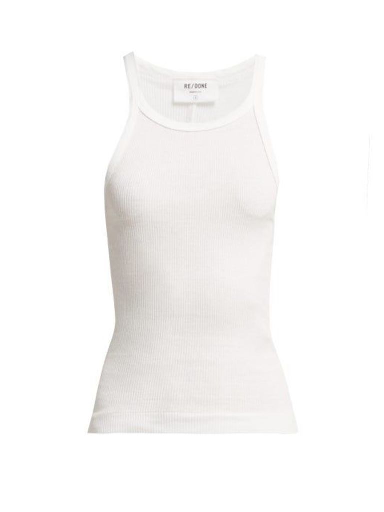 Re/Done Originals - Ribbed Cotton Tank Top - Womens - White