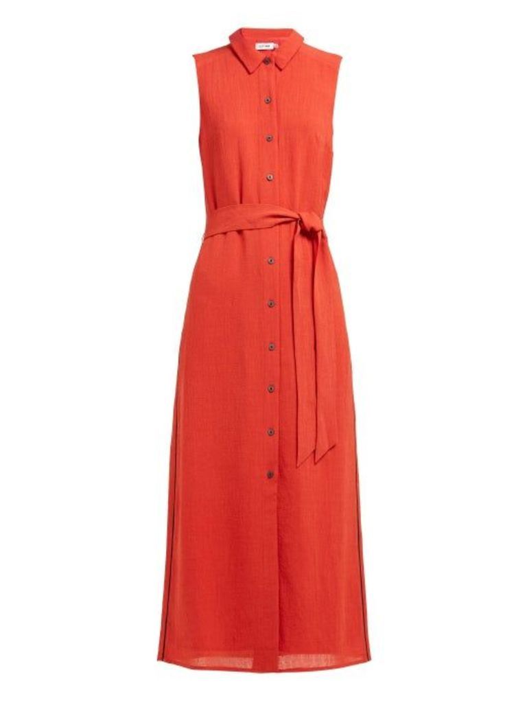Cefinn - Tie Waist Piped Voile Dress - Womens - Red Multi