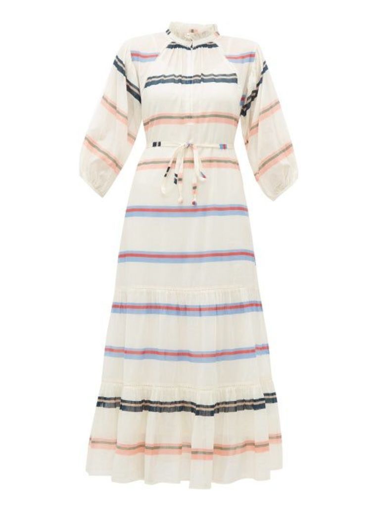 Apiece Apart - Granada Tiered Striped Cotton Dress - Womens - Cream Multi