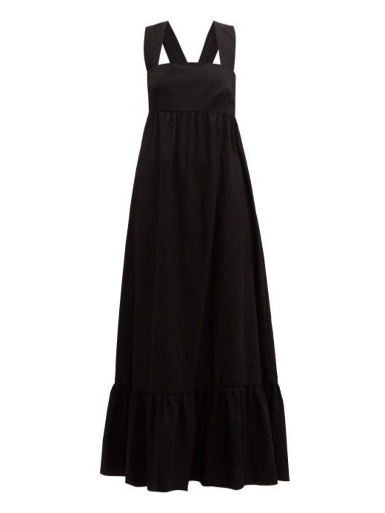 Borgo De Nor - Mila Crossover-back Cotton-poplin Maxi Dress - Womens - Black