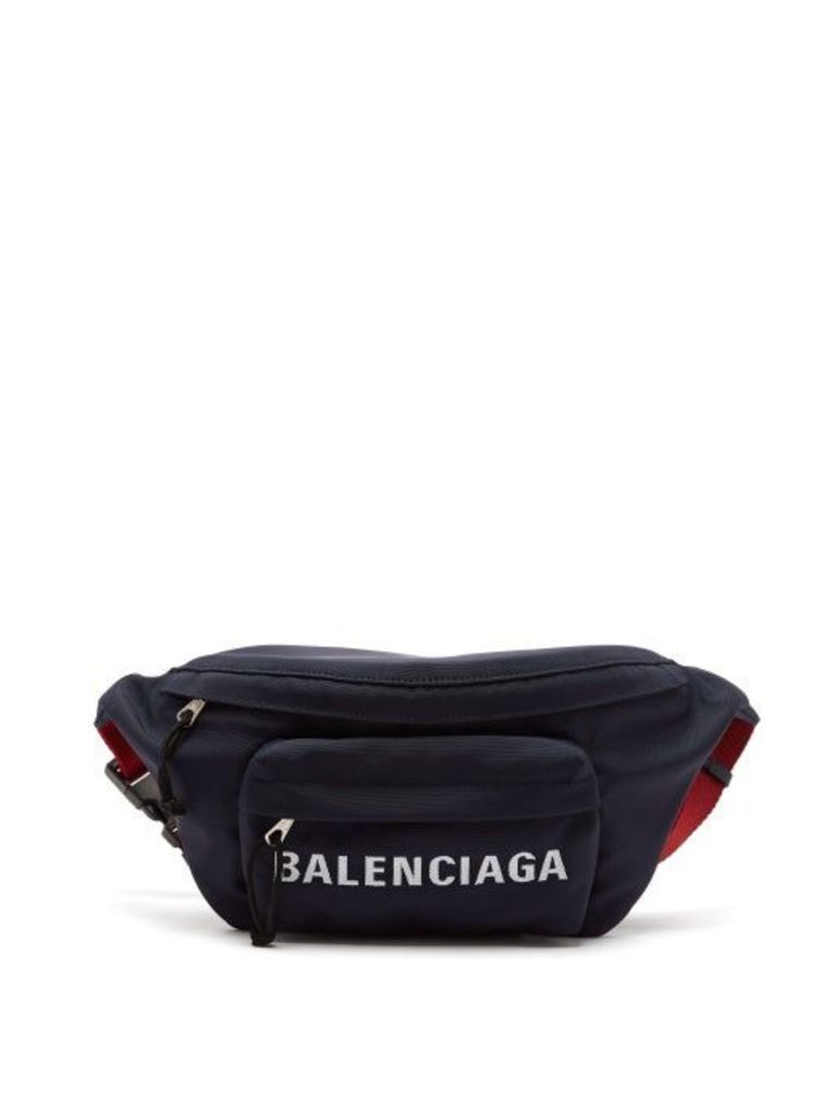 Balenciaga - Logo-embroidered Belt Bag - Womens - Red Navy