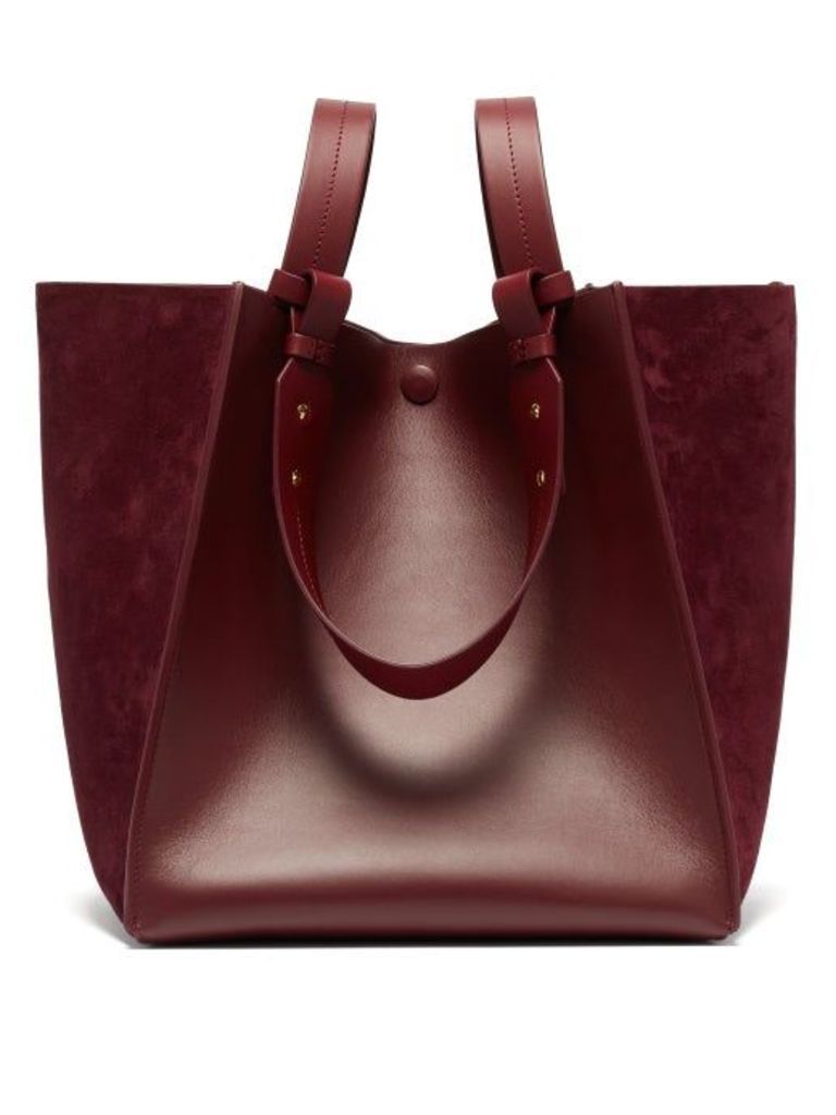 Sophie Hulme - Cube Leather And Suede Tote Bag - Womens - Burgundy