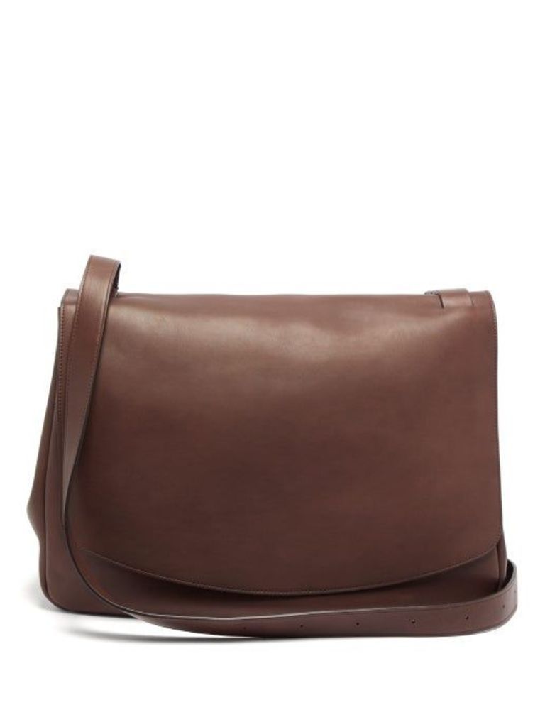 The Row - Mail Large Leather Shoulder Bag - Womens - Dark Brown