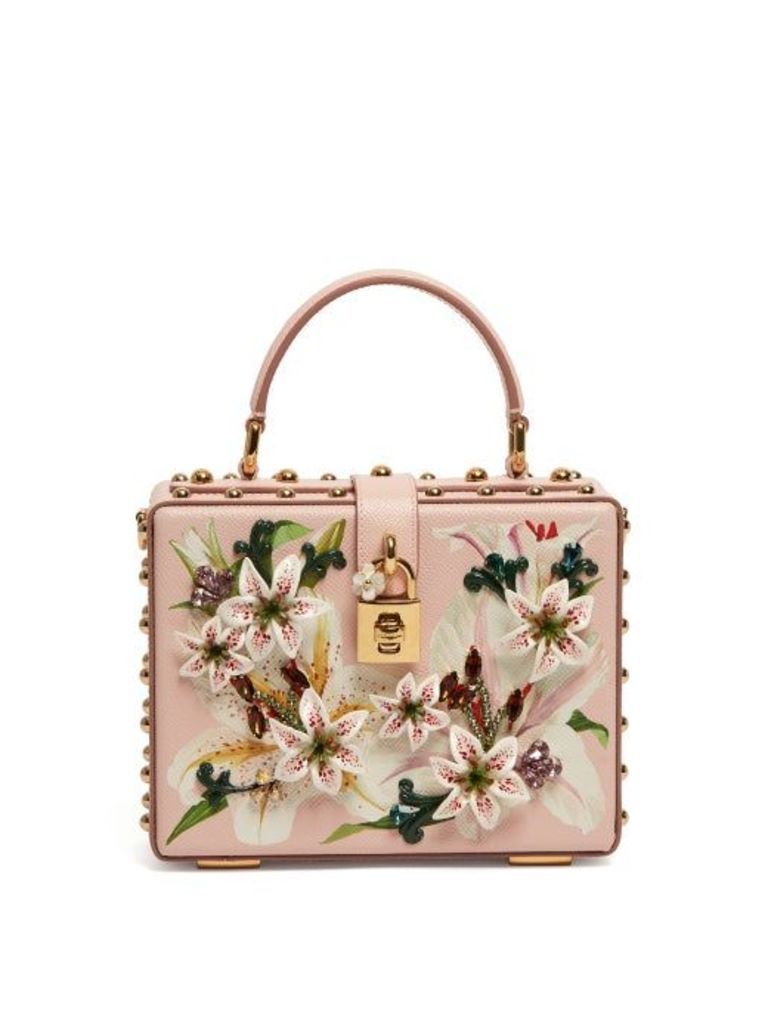 Dolce & Gabbana - Dolce Box Lily Print Grained Leather Bag - Womens - Pink Multi