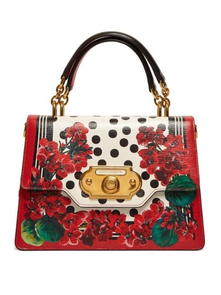 Dolce & Gabbana - Welcome Geranium-print Leather Bag - Womens - Red Multi
