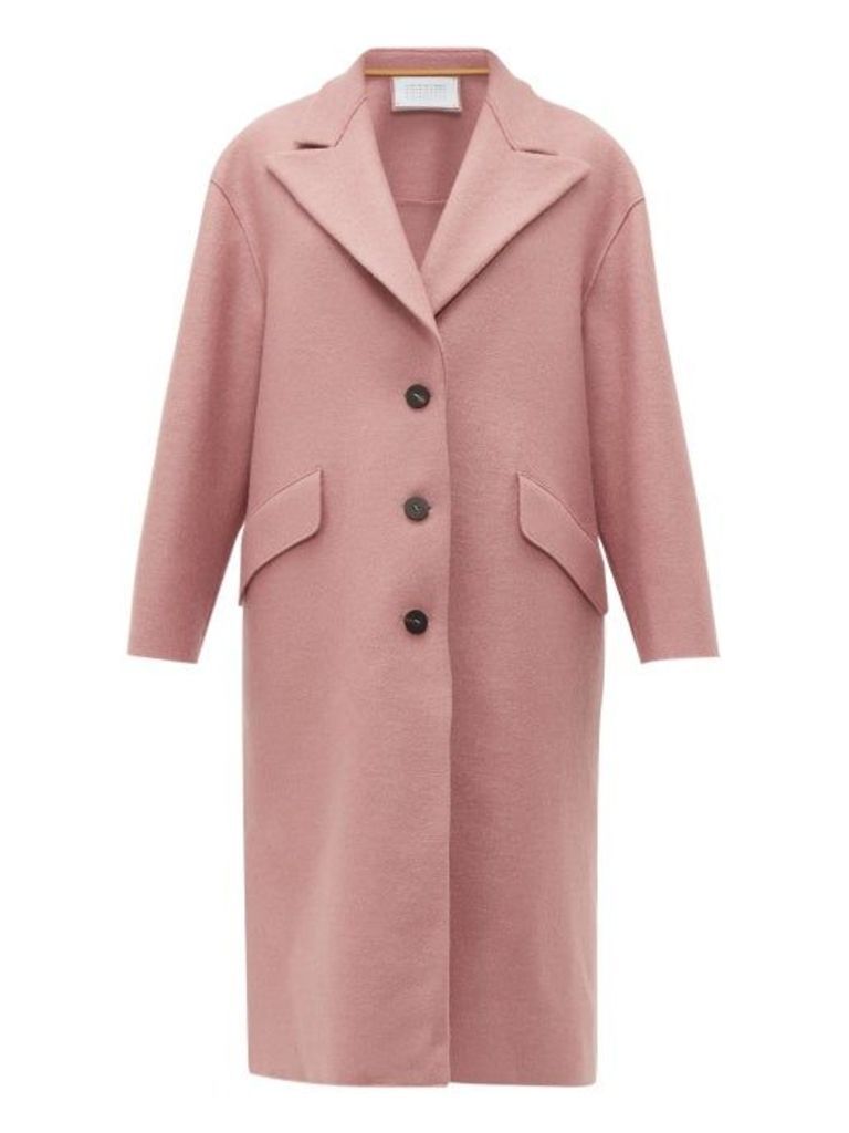 Harris Wharf London - Peak-lapel Single-breasted Wool Coat - Womens - Light Pink