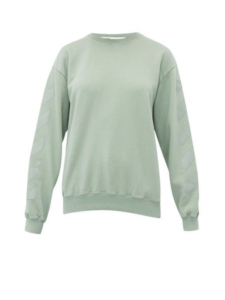 Off-white - Logo Print Loop Back Cotton Jersey Sweatshirt - Womens - Green