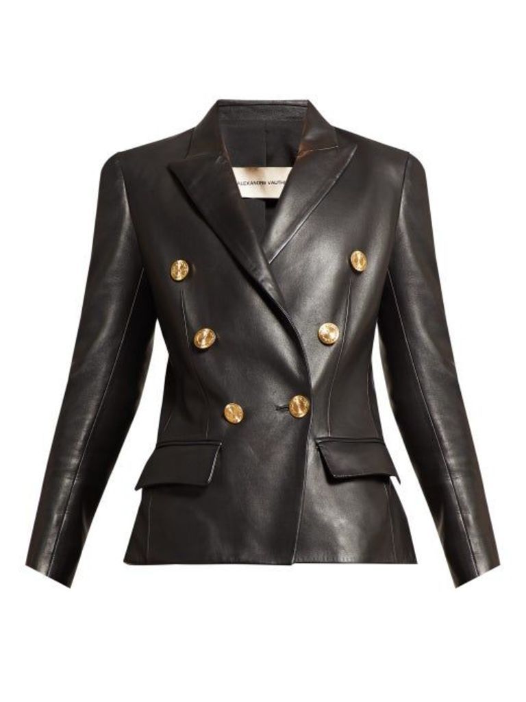 Alexandre Vauthier - Double-breasted Leather Blazer - Womens - Black