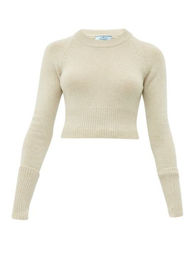 Prada - Cropped Cashmere Sweater - Womens - Beige
