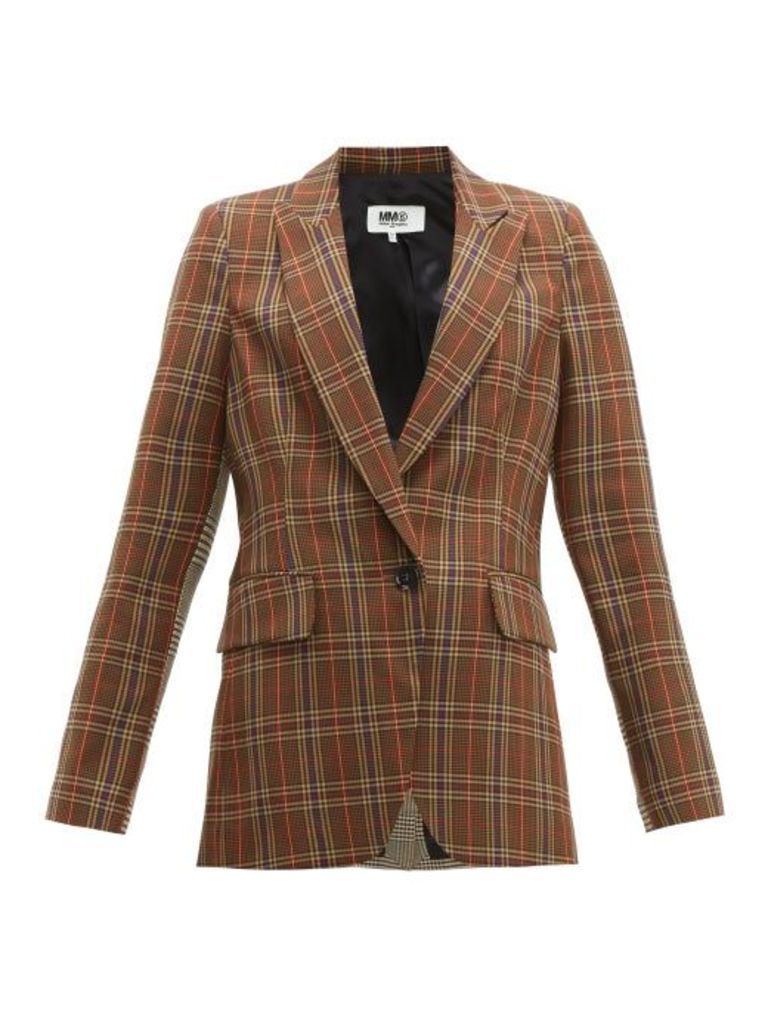 Mm6 Maison Margiela - Single-breasted Two-tone Checked Blazer - Womens - Brown
