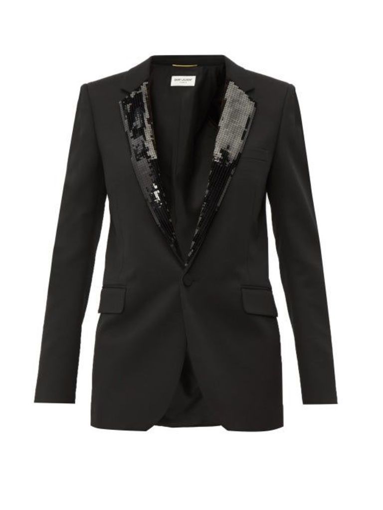 Saint Laurent - Sequin-embellished Wool Blazer - Womens - Black