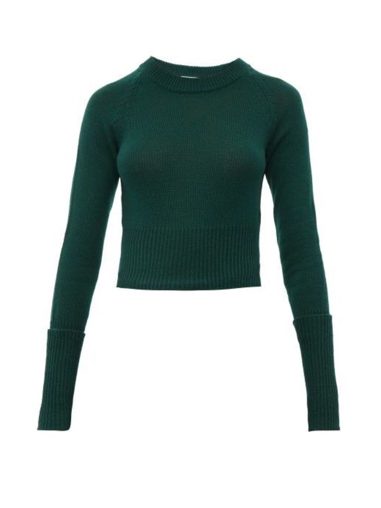 Prada - Cropped Cashmere Sweater - Womens - Dark Green