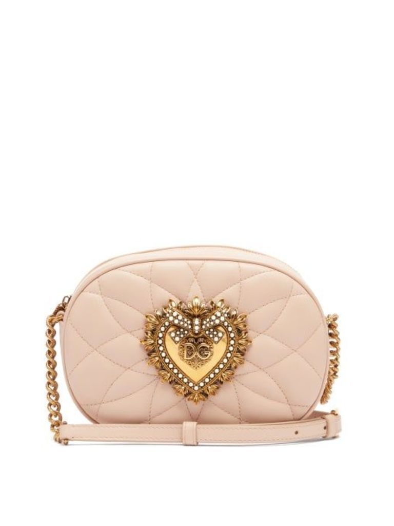 Dolce & Gabbana - Devotion Matelassé-leather Cross-body Bag - Womens - Light Pink