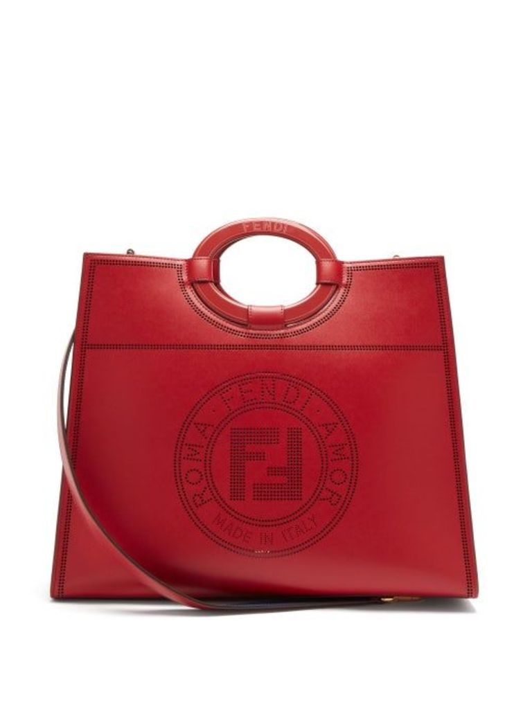 Fendi - Runaway Medium Perforated Logo Leather Tote - Womens - Red Multi