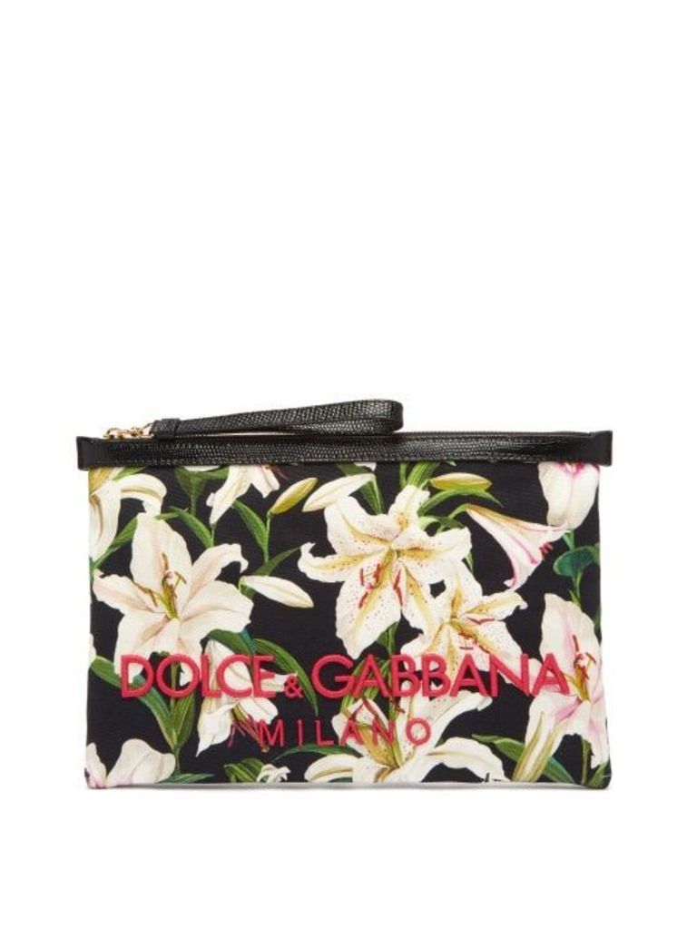 Dolce & Gabbana - Lily-print Pouch Clutch - Womens - Black Multi