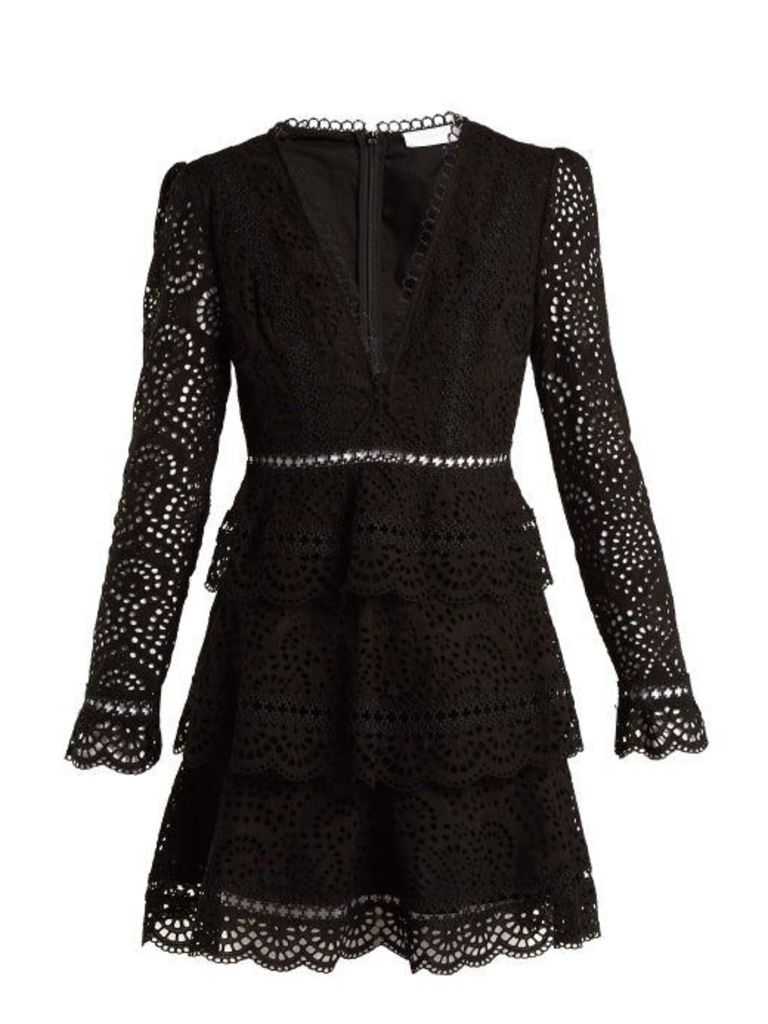 Zimmermann - Tali Embroidered Cotton Dress - Womens - Black