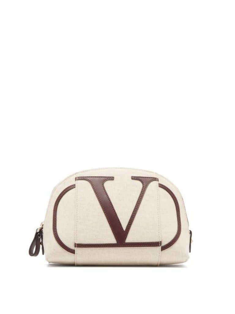 Valentino - Go Logo-appliqué Canvas Wash Bag - Womens - Cream Multi