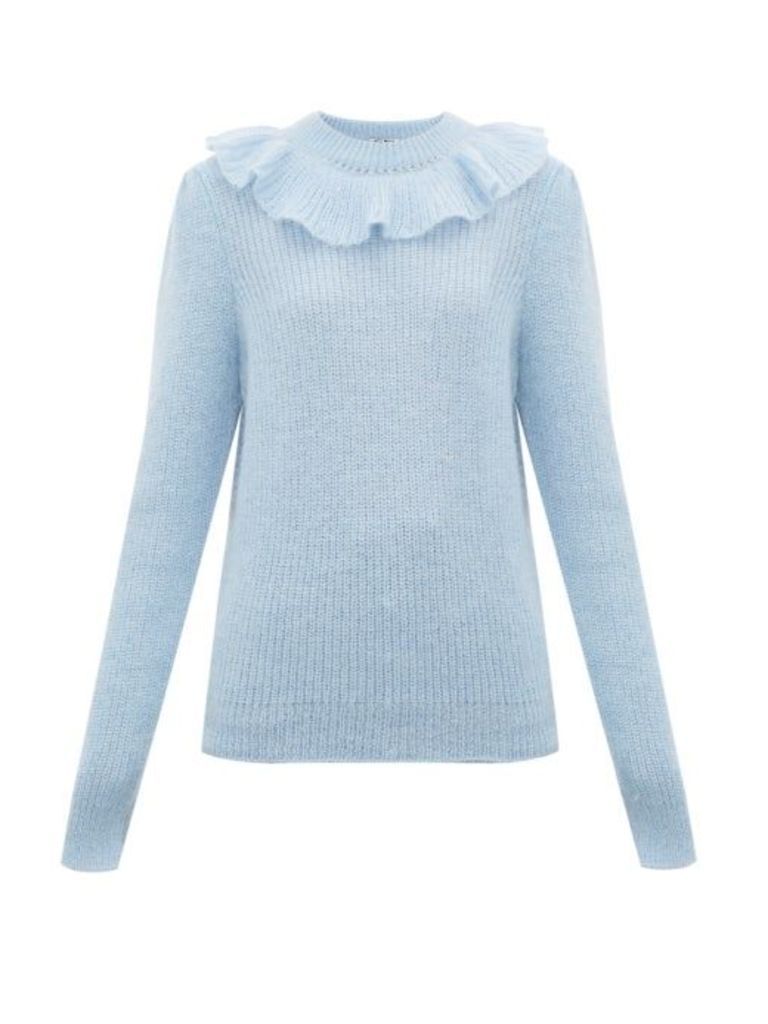 Miu Miu - Ruffled Mohair-blend Sweater - Womens - Blue