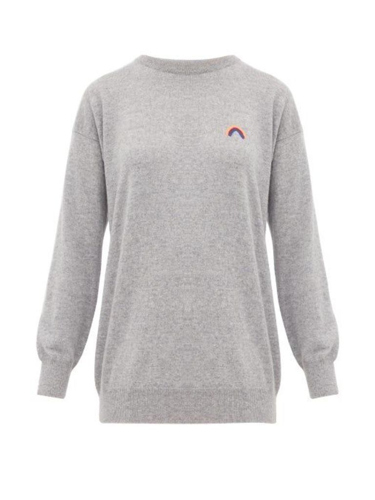 Queene And Belle - Rainbow-embroidered Cashmere Sweater - Womens - Light Grey
