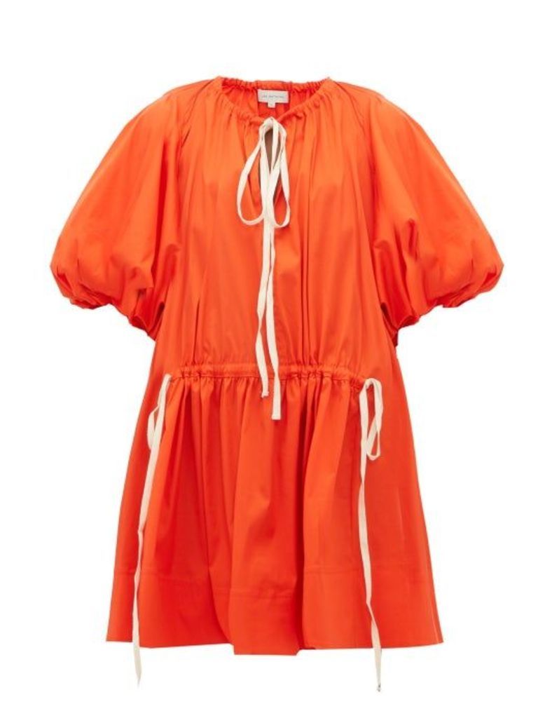 Lee Mathews - Elsie Puff-sleeve Cotton-blend Dress - Womens - Orange